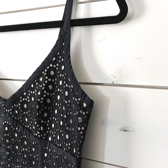 Susana Monaco Black Eyelet V-Neck Cocktail Dress - Picture 4 of 8